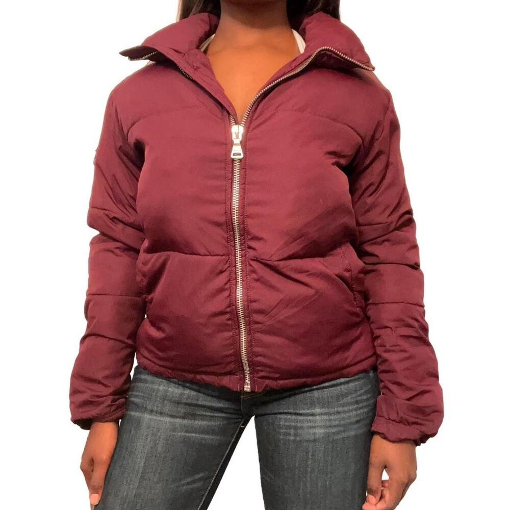 Express Burgundy Puffer Jacket, Small